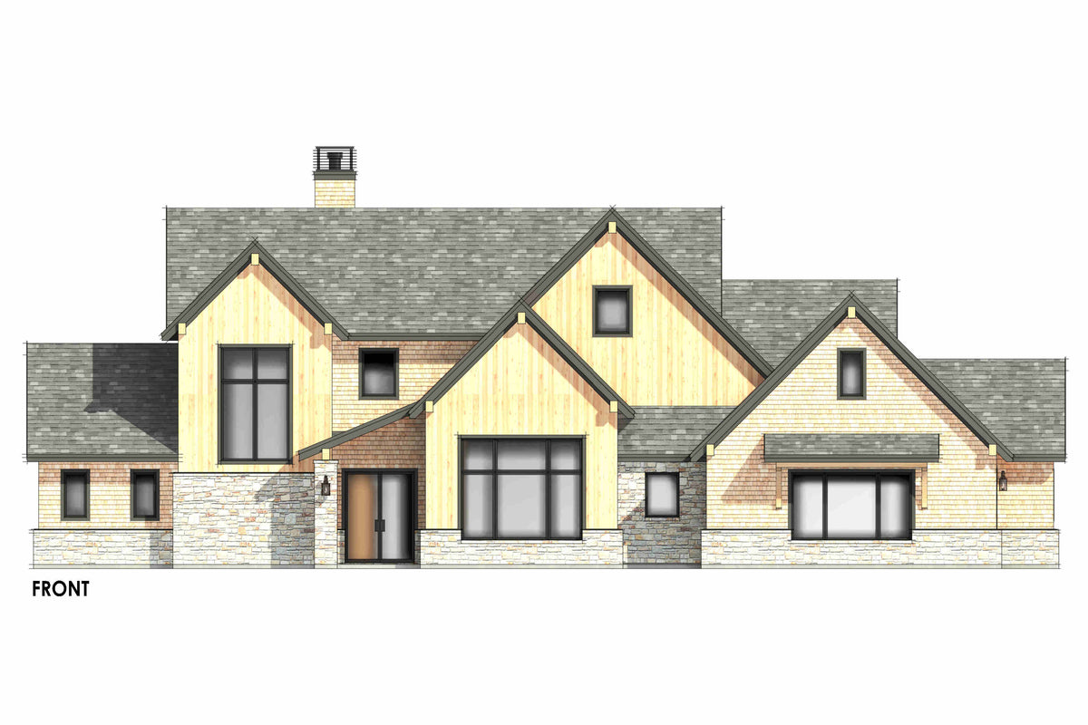 R8215-A Modern Transitional House, 5 Bedrooms, 5.5 Bathrooms | LG190 House Plan Front CAD