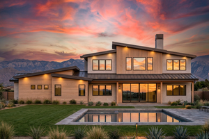 R8383-A Contemporary Mountain House, 5 Bedrooms, 5.5 Bathrooms | LG192 House Plan Rear Exterior