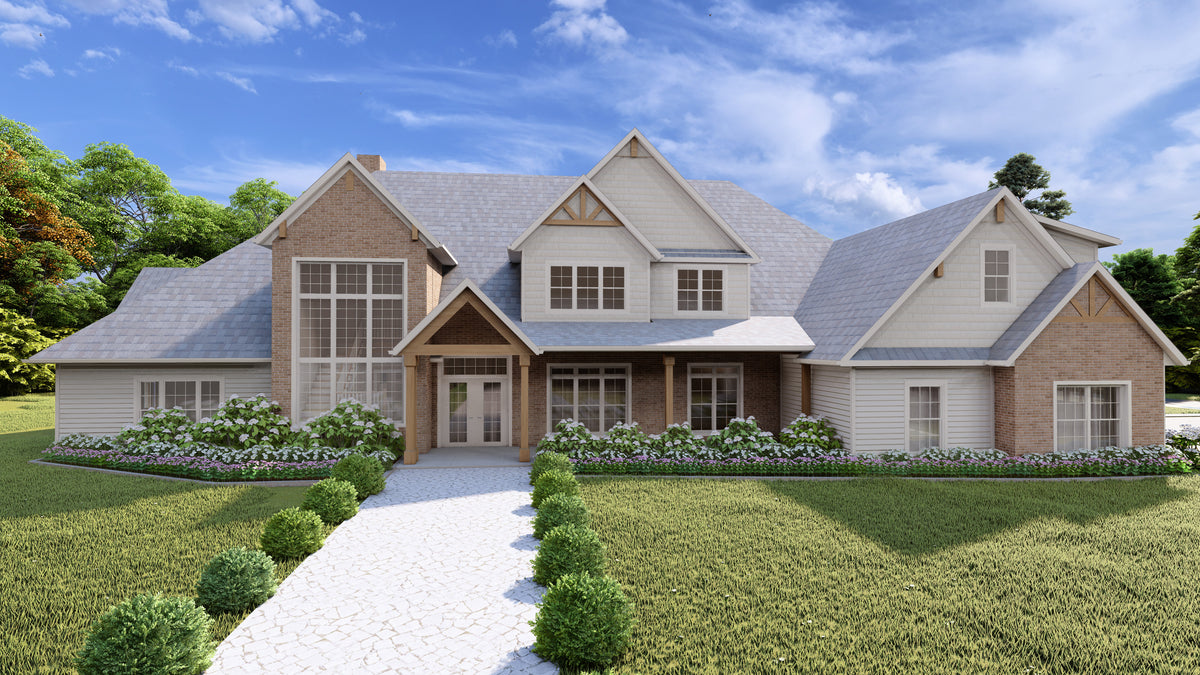 Luxury 5-Bedroom House Plan with Bonus Room and Porches