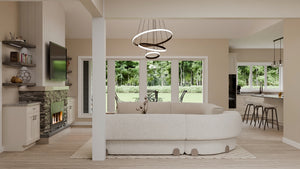 AJ7716-A Craftsman Ranch House Living Room, 3 Bedrooms, 2.5 Bathrooms | Plan 1061 