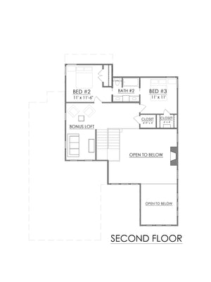 AG7500-A Modern House Second Floor Plan, 3 Bed, 2.5 Bath | Lombardi House Plan