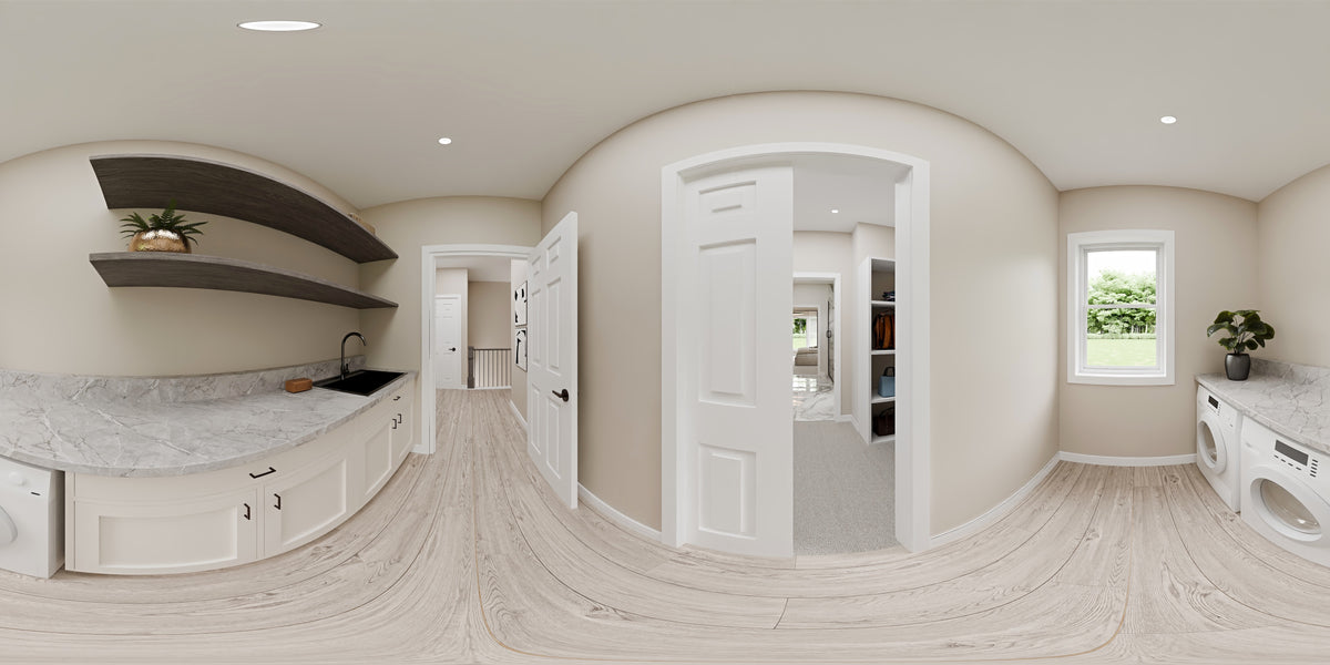 AJ7716-A Craftsman Ranch House Laundry Panorama, 3 Bedrooms, 2.5 Bathrooms | Plan 1061 