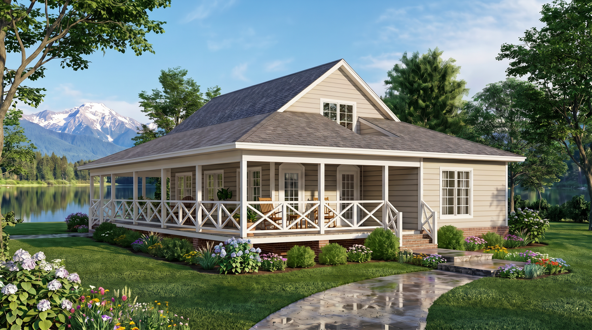 A8225-A Southern Style House, 5 Bedrooms, 3 Bathrooms | Langston22 House Plan Exterior-2