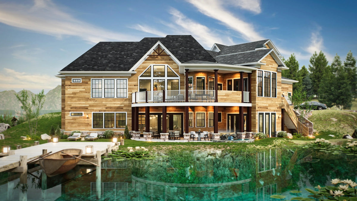A842-A Craftsman House, 3 Bedrooms, 2 Bathrooms | Lakeview Cottage House Plan Exterior-8
