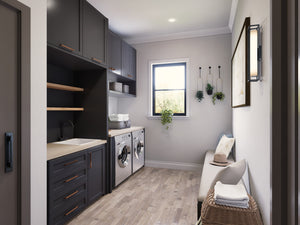 A8484-A Bluefern Valley Main Image Exterior 3beds, 3 baths modern farmhouse Plan Laundry