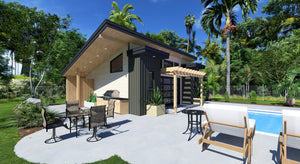 Stylish 621 Sq Ft Pool House with Outdoor Kitchen and Pantry