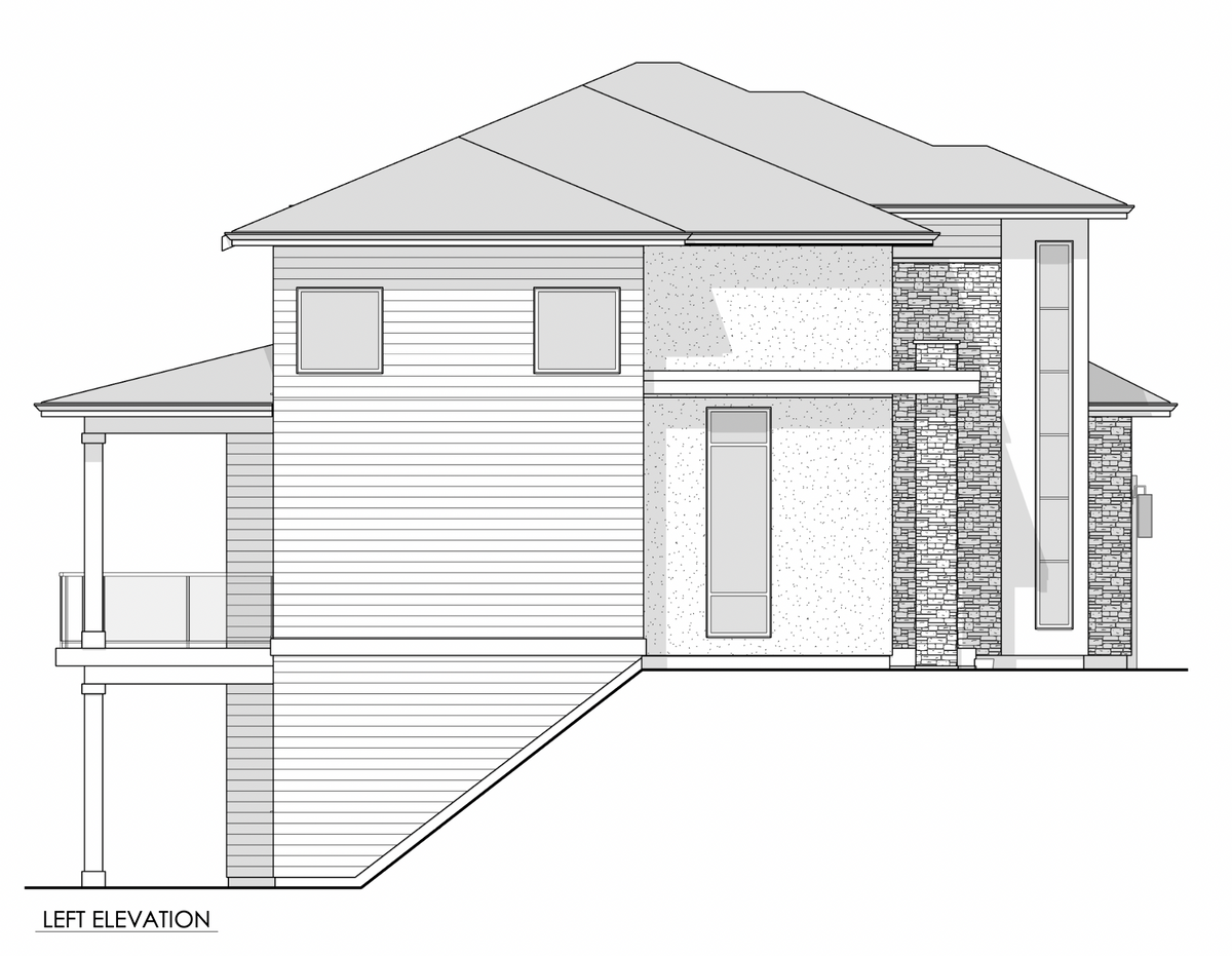 Two Story Contemporary House with an Island Kitchen - 2622 Sq ft.