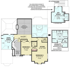 A266-A Lily Rose House Plan 4 Beds, 3 Baths, Rustic Style Main Floor Plan