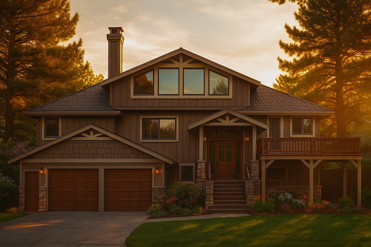 AM7660-A Lodge House, 5 Bedrooms, 4 Bathrooms | Catkin House Plan Exterior