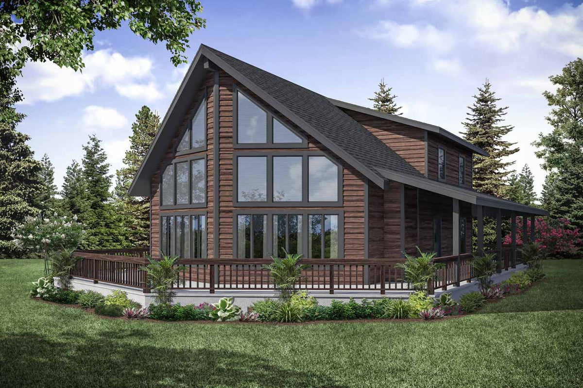 2,060 Sq Ft A-Frame Style House Plan with Loft, Porch, and Walk-In Pantry