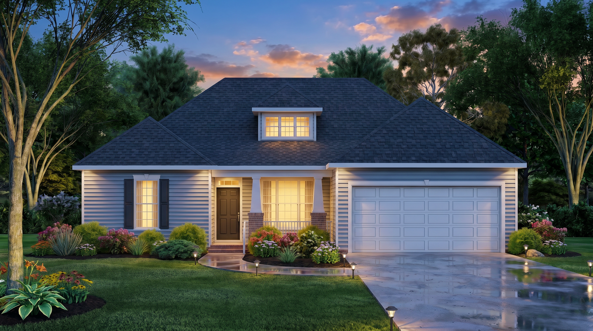3 Bedroom Bungalow with Front Porch, Split Bedrooms, and 2-Car Garage | Lois House Plan