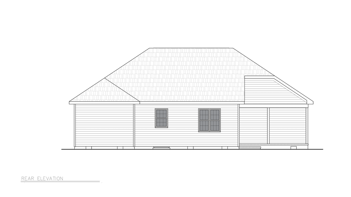 ST25081 Lois 3 Bedrooms, 2 Bathrooms, Ranch Style Rear Elevation