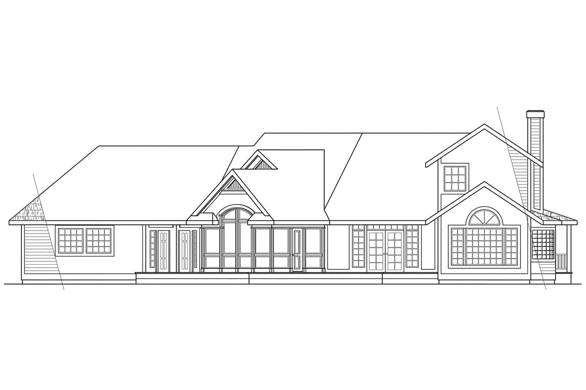 AM7939-A Country House, 3 Bedrooms, 2.5 Bathrooms | Plan 10-134 Hayward Rear Elevation