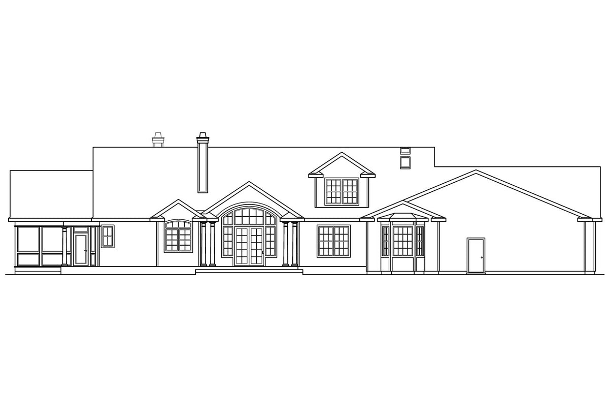 AM8285-A Country House, 4 Bedrooms, 5.5 Bathrooms | Louisville House Plan Rear Elevation