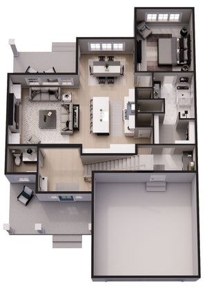 D7347-A Lino Lakes House 3D First Floor Plan 3 Beds 2.5 Baths