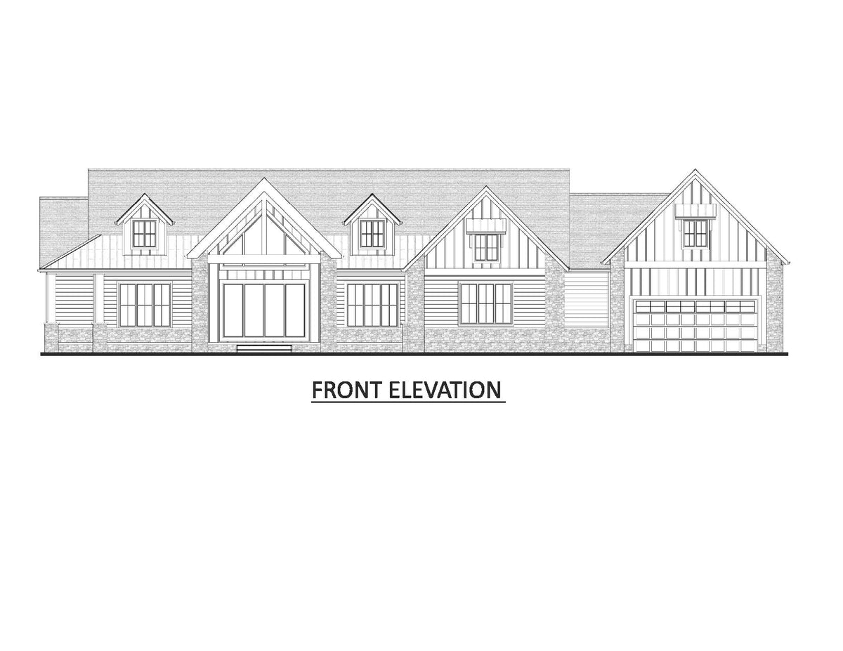 AJ7980-A Modern Farmhouse Front Elevation, 3 Bedrooms, 4.5 Bathrooms | Plan 1068 