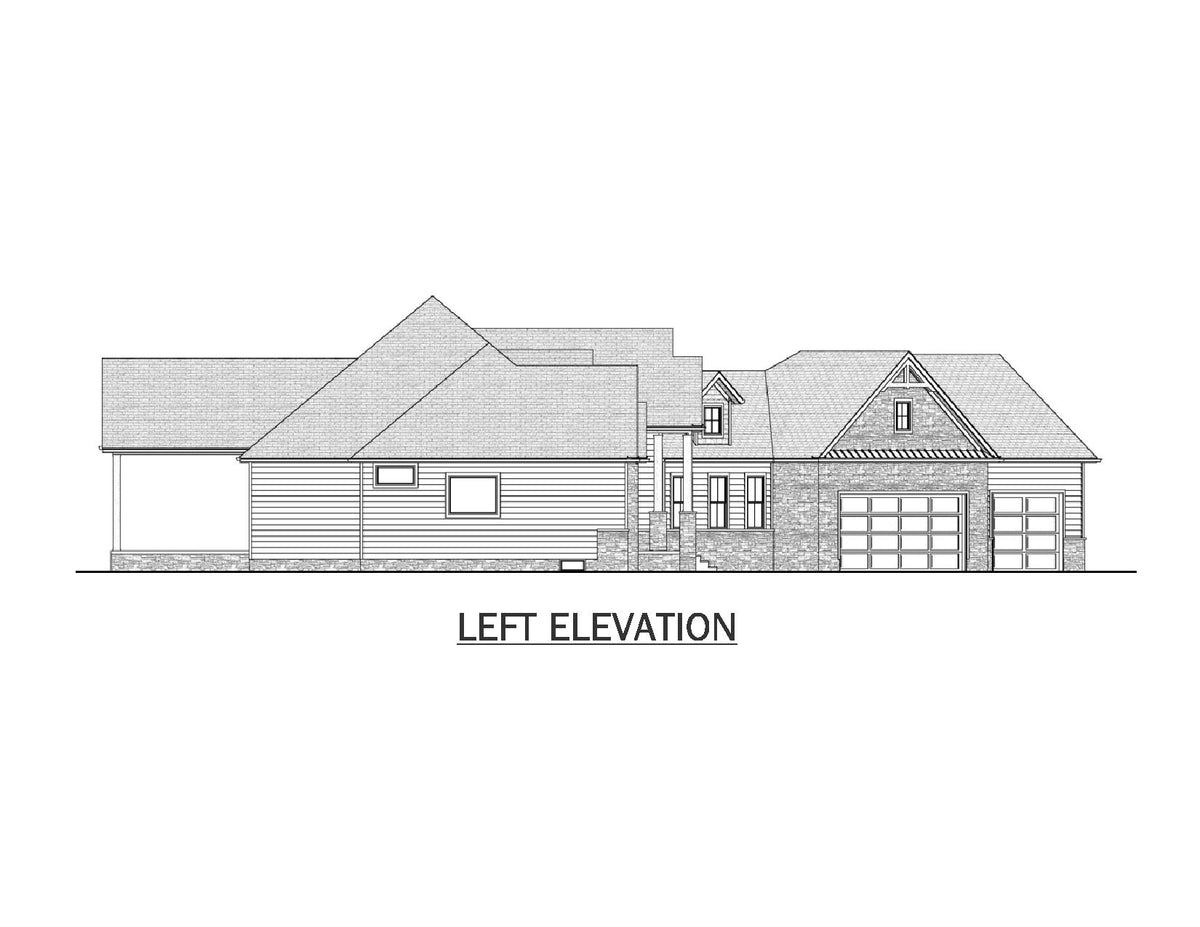 AJ8093-A Modern Farmhouse, 3 Bedrooms, 2.5 Bathrooms | VD1069 House Plan Left Elevation