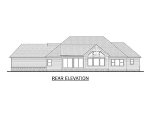 AJ8093-A Modern Farmhouse, 3 Bedrooms, 2.5 Bathrooms | VD1069 House Plan Rear Elevation