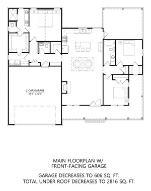 C5385-A The Mayfield House Plan First Floor Plan with Front-Facing Garage