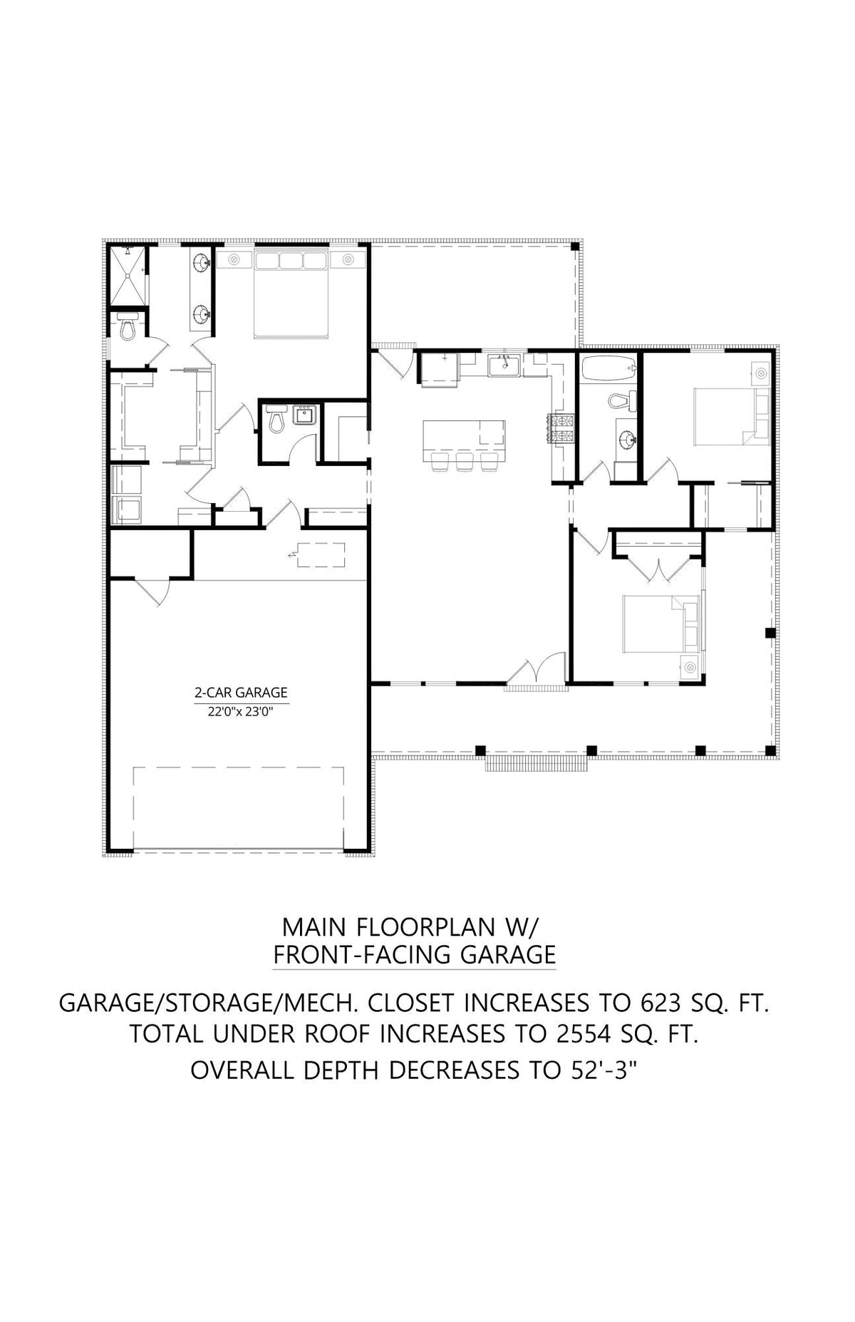 C7434-A Mayfield 2 House Plan First Floor Plan with Front-Facing Garage Floor Plan