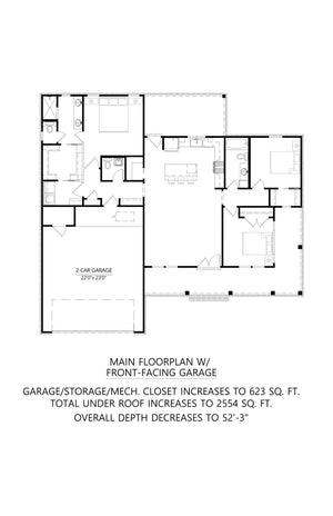 C7434-A Mayfield 2 House Plan First Floor Plan with Front-Facing Garage Floor Plan