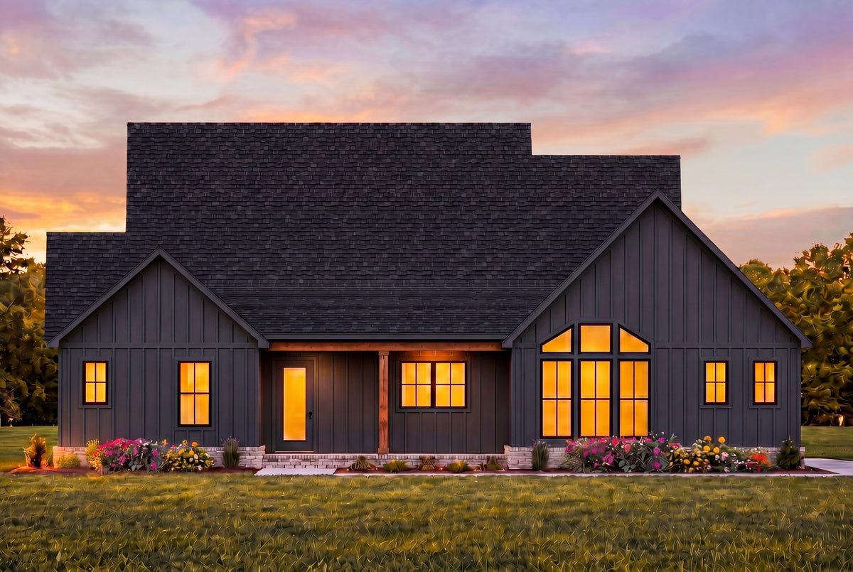 C8242-A Modern Farmhouse, 4 Bedrooms, 3.5 Bathrooms | Mayfield House Plan Exterior-3