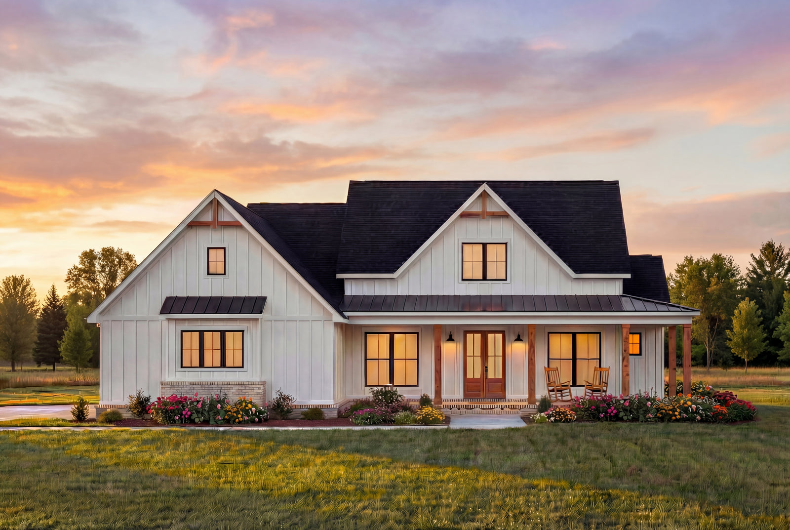 C8242-A Modern Farmhouse, 4 Bedrooms, 3.5 Bathrooms | Mayfield House Plan Exterior
