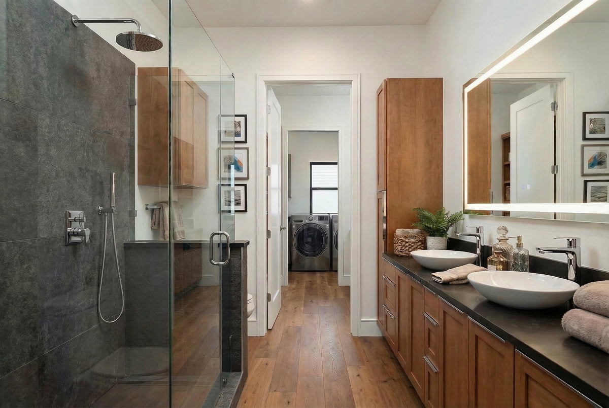 B7900-A Modern Farmhouse Master Bathroom, 3 Bedrooms, 2 Bathrooms | La Chenaie 1618 