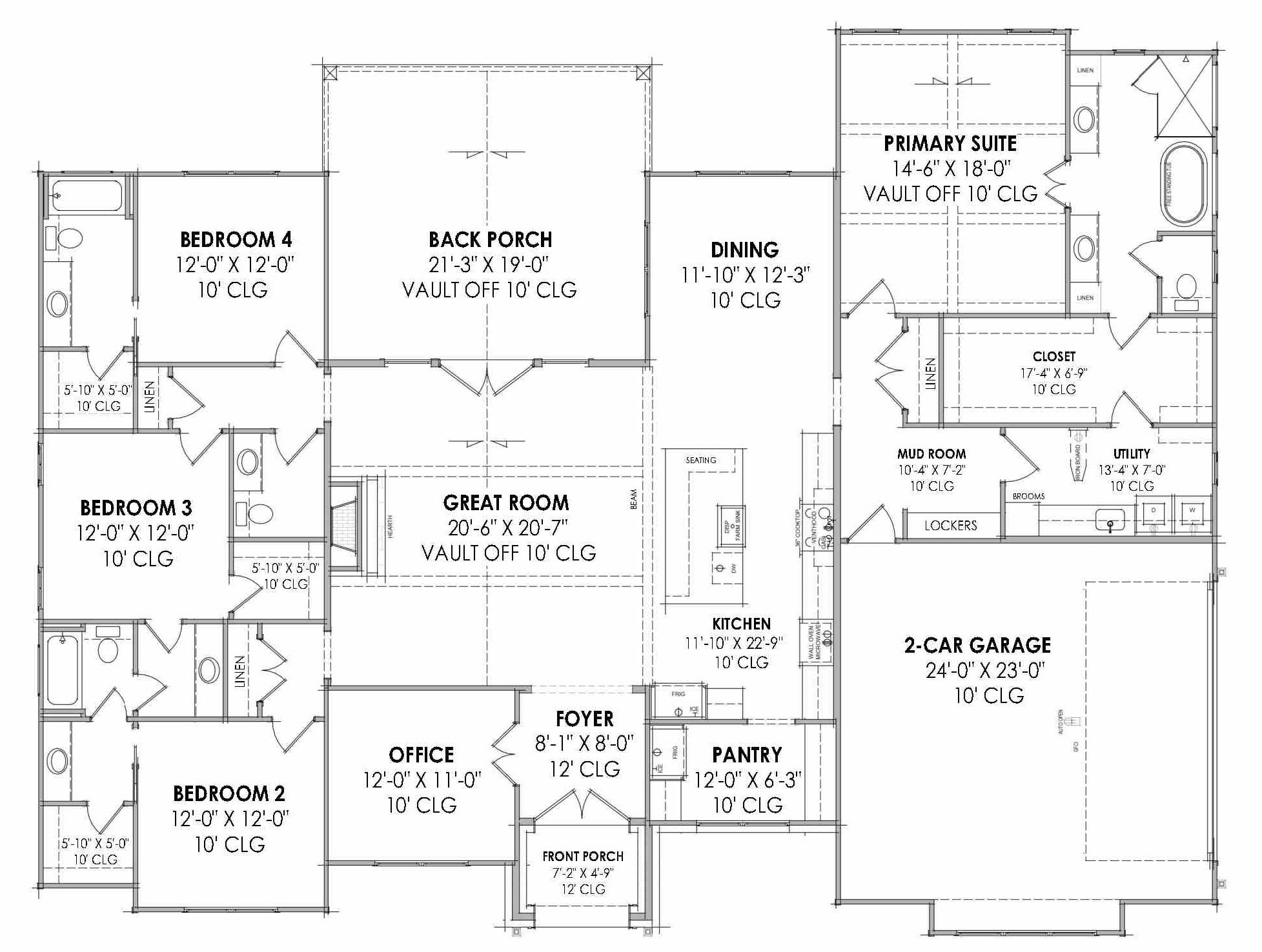 R5319-A MD174 House Plan | 4 Bedrooms, 3.5 Bathrooms Floor Plan