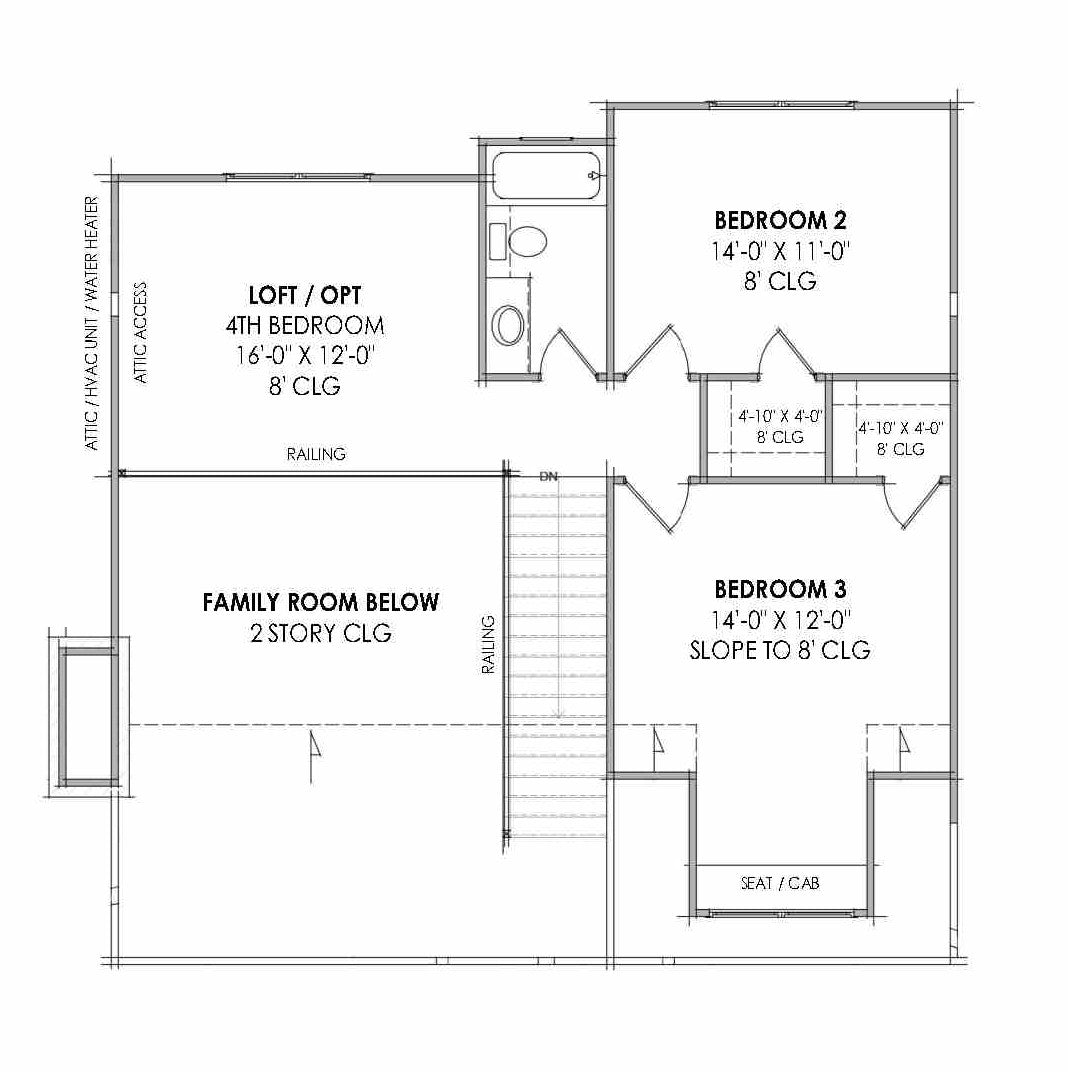 R7287-A MD176 House Second Floor Plan 3 or 4 Beds 2.5 Baths