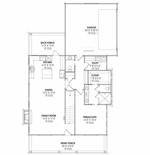 R7313-A MD180 House First Floor Plan 4 Beds 2.5 Baths