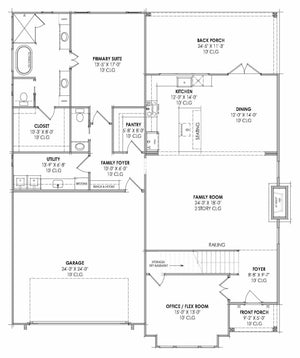 R7314-A MD181 House First Floor Plan 4 Beds 3.5 Baths