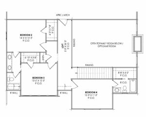 R7314-A MD181 House Second Floor Plan 4 Beds 3.5 Baths
