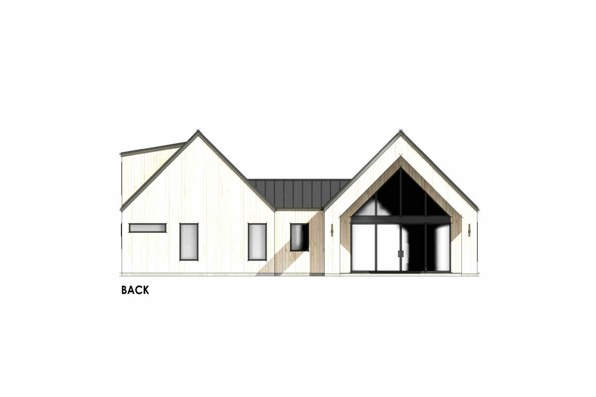 R8442-A Ranch House, 3 Bedrooms, 2.5 Bathrooms | MD183 House Plan Back