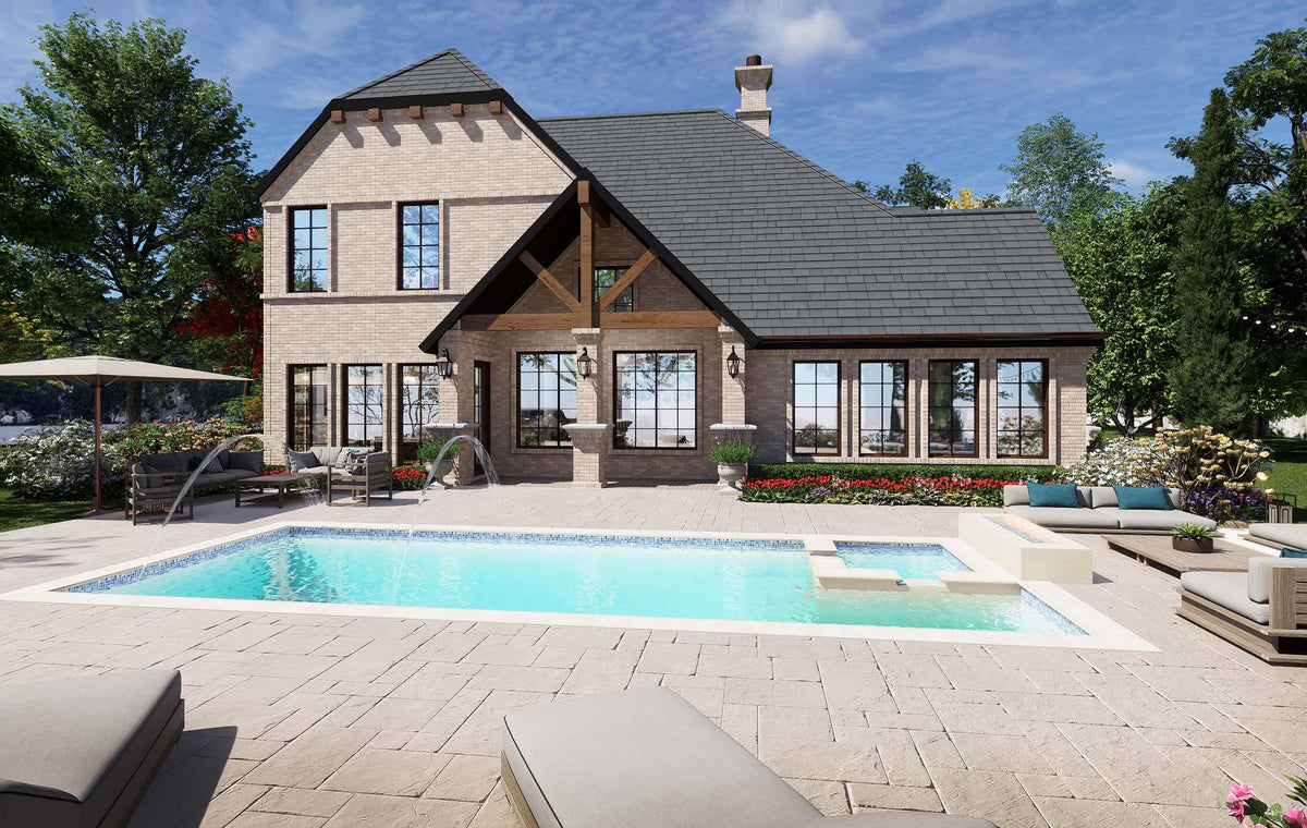F7577-A Traditional House, 3 Bedroom, 3.5 Bathrooms | Medinah House Exterior-6