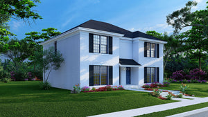 AE7813-A Traditional Duplex House, 3 Bedrooms, 1.5 Bathrooms per unit | Park Place Exterior-2