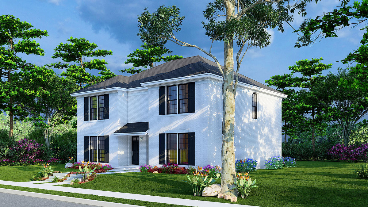 AE7813-A Traditional Duplex House, 3 Bedrooms, 1.5 Bathrooms per unit | Park Place Exterior