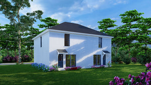 AE7813-A Traditional Duplex House, 3 Bedrooms, 1.5 Bathrooms per unit | Park Place Exterior-4