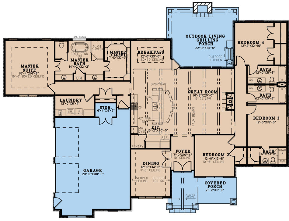 AE7819-A Craftsman House First Floor Plan, 4 Bedrooms, 4 Bathrooms | Montrose