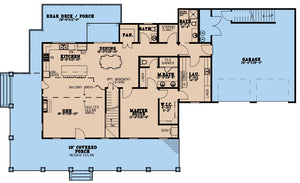 AE7820-A Southern House First Floor Plan, 2 Bedrooms, 3.5 Bathrooms | Eaglewood Place 
