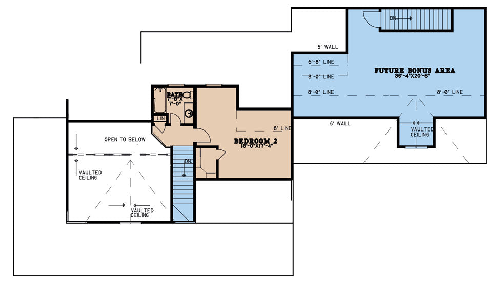 AE7820-A Southern House Second Floor Plan, 2 Bedrooms, 3.5 Bathrooms | Eaglewood Place 