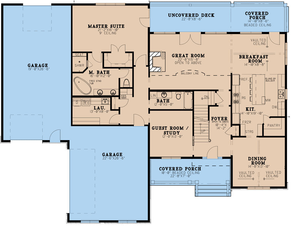 AE7821-A Craftsman House First Floor Plan, 5 Bedroom, 5.5 Bathrooms | Cumberland Heights