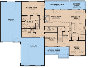 AE7821-A Craftsman House First Floor Plan, 5 Bedroom, 5.5 Bathrooms | Cumberland Heights