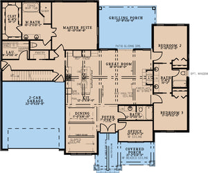 AE7825-A Rustic House First Floor Plan, 4 Bedrooms, 4 Bathrooms | Cliff Haven 