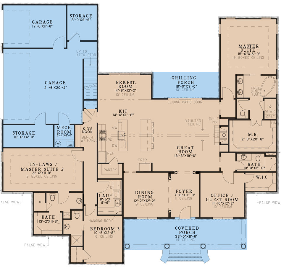 AE7834-A Craftsman House First Floor Plan, 4 Bedrooms, 3 Bathrooms | Calamet Place 