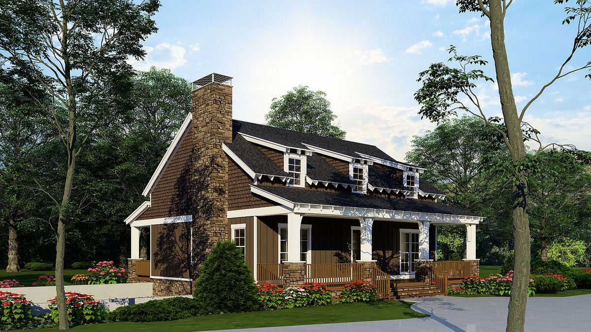AE7836-A Craftsman House, 3 Bedrooms, 3.5 Bathrooms | Timber Trail Retreat Exterior-2