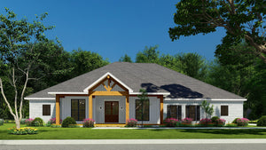 Rustic Ranch House Plan with Bonus Room & 3-Car Garage – 2,968 Sq Ft