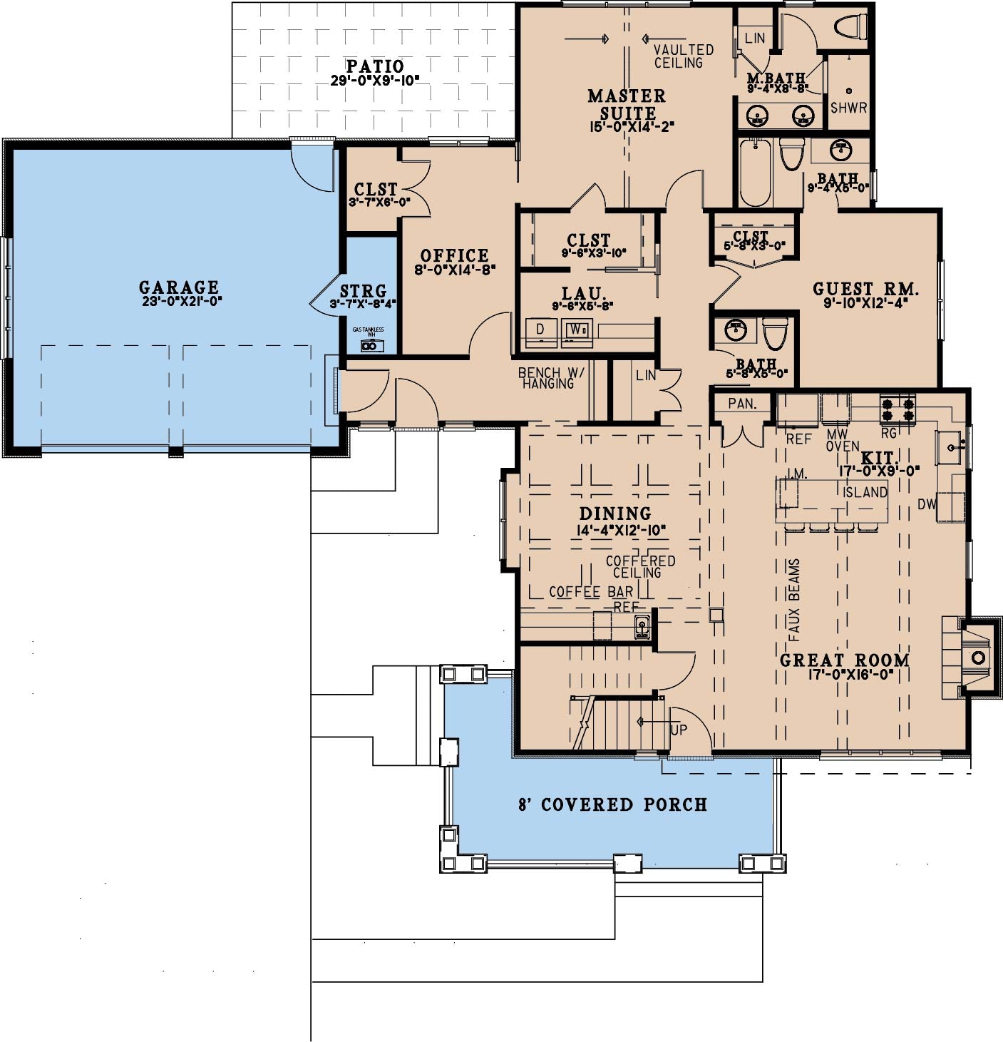 AE8386-A Cottage House First Floor Plan, 4 Bedrooms, 4.5 Bathrooms | Carriage House Cottage 