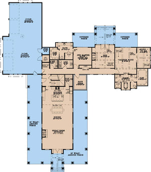 AE8389-A Farmhouse House First Floor Plan, 4 Bedrooms, 4.5 Bathrooms | Saddle Ridge Farm House Plan 