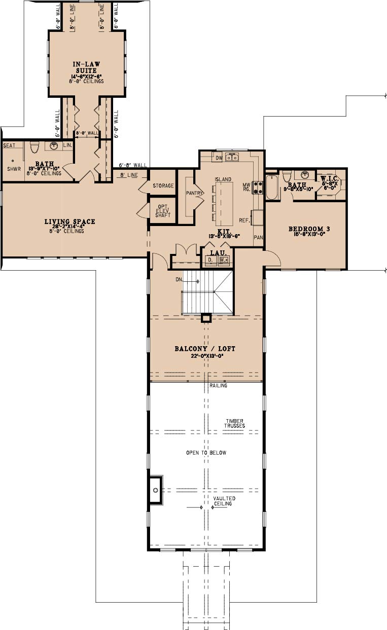 AE8389-A Farmhouse House Second Floor Plan, 4 Bedrooms, 4.5 Bathrooms | Saddle Ridge Farm House Plan 